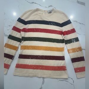 Carolina Herrera vintage Striped Sequin Sweater small